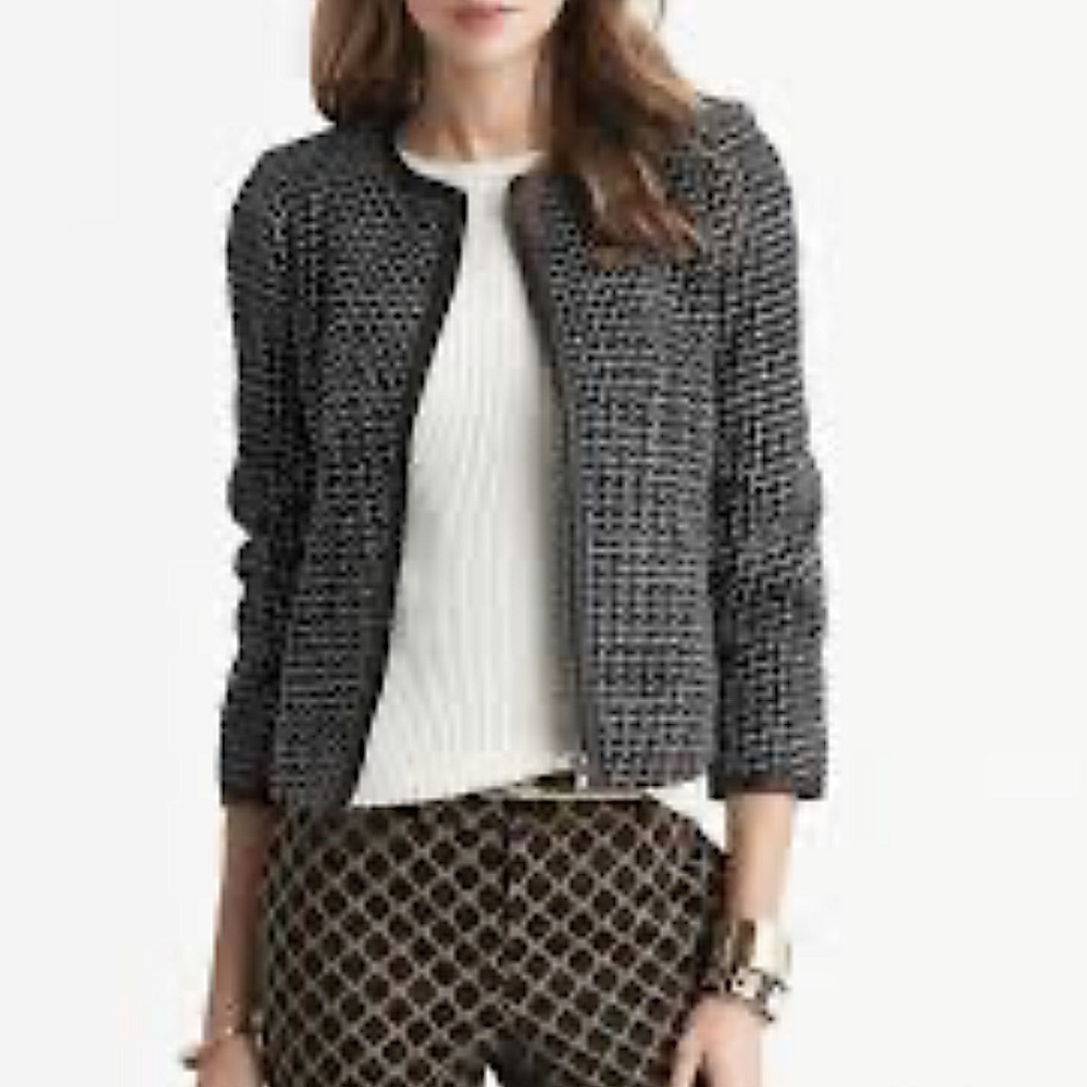 Banana Republic NWOT BR MONOGRAM TEXTURED ZIP-FRONT JACKET size 6